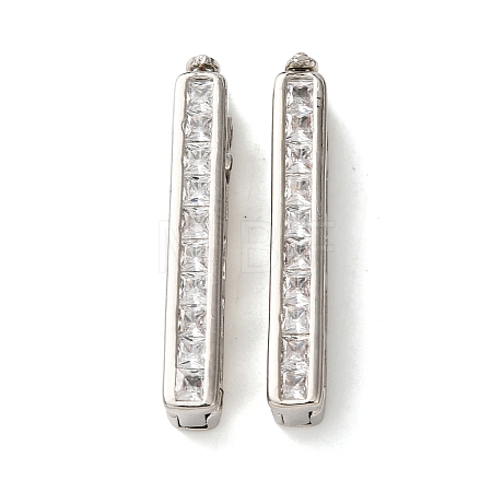 Brass Micro Pave Clear Cubic Zirconia Twister Clasps KK-K422-16P-1