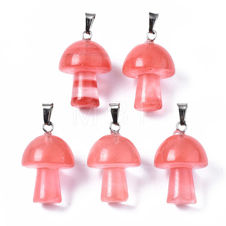 Cherry Quartz Glass Pendants G-N0325-10F-1
