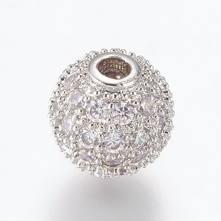 Brass Micro Pave Cubic Zirconia Beads ZIRC-E134-8mm-04P-1