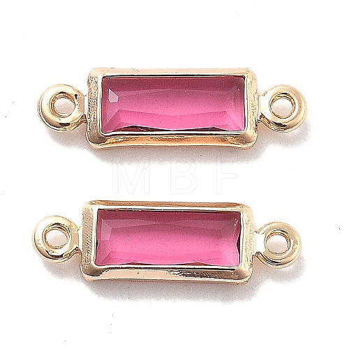 Brass Pave Glass Connector Charms KK-M102-50G-01-1