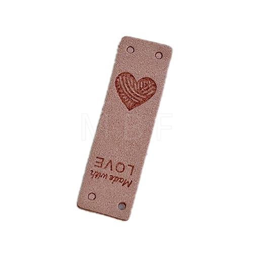 Rectangle with Heart Imitation Leather Label Tags PW-WGCF74B-01-1