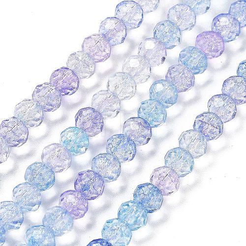 Transparent Crackle Glass Beads Strands X-CCG-L050-01B-08-1