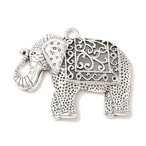 Tibetan Style Alloy Elephant Big Pendants TIBEP-Q043-280-RS-1