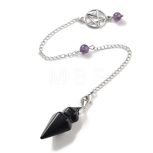 Natural Obsidian Pointed Dowsing Pendulums G-K338-12P-01-1