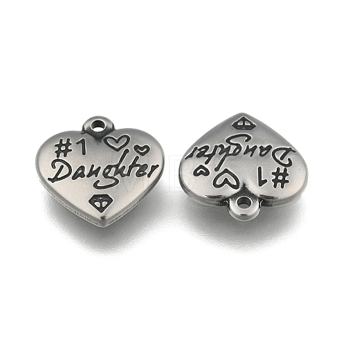 Heart with Word Daughter 316 Surgical Stainless Steel Pendants STAS-I061-140-1