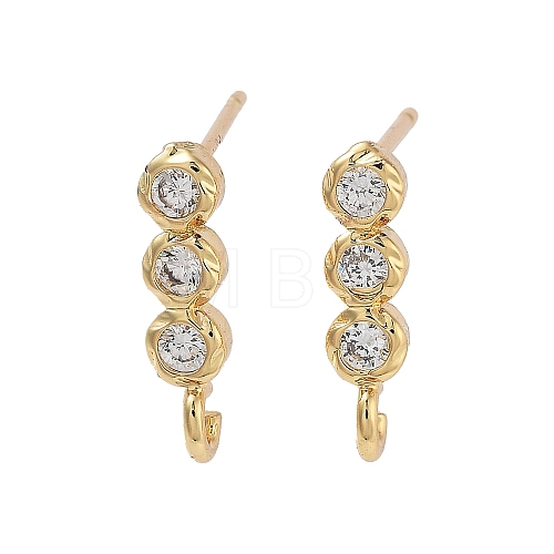 Brass Micro Pave Cubic Zirconia Studs Earring Findings KK-K364-08G-1