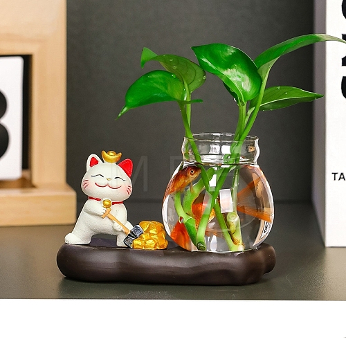 Resin Lucky Cat & Goldfish Display Decorations PW-WG9CA52-03-1