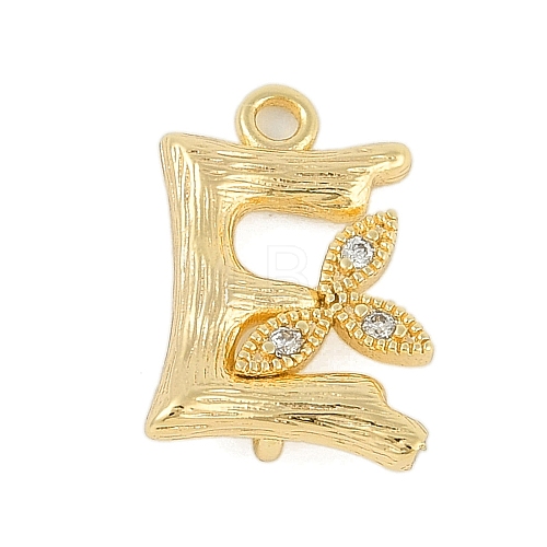 Brass Crystal Rhinestone Letter Links Connector Charms KK-S395-06G-E-1