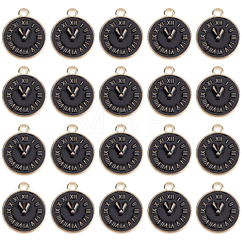 Clock Alloy Enamel Pendants ENAM-SC0003-47A-1