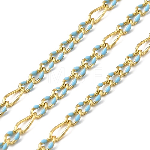 Handmade Brass Enamel Oval Link Chains CHC-L053-08G-08-1