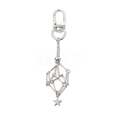 Star 304 Stainless Steel Macrame Chain Pouch Empty Stone Holder Pendant Decoration HJEW-JM02079-1