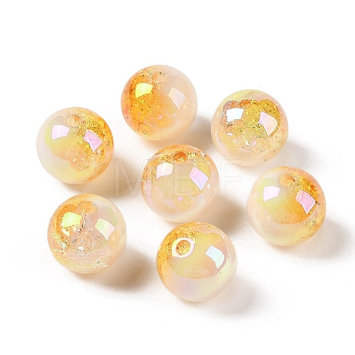 UV Plating Opaque Crackle Two-tone Acrylic Beads MACR-C032-01C-1