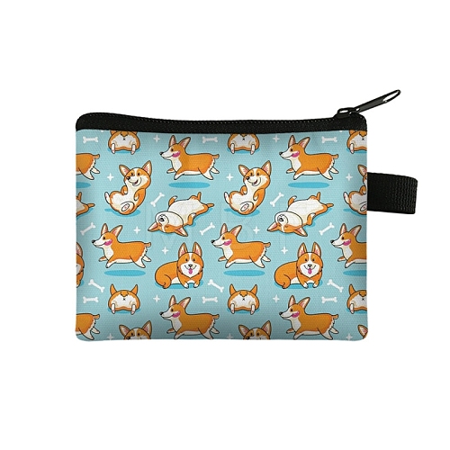 Rectangle with Dog Polyester Wallets with Zipper PW-WGAF088-07-1