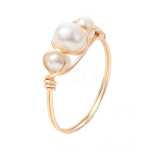 Natural Pearl Finger Rings RJEW-JR00604-01-1