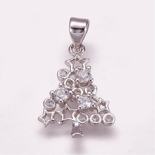 Brass Micro Pave Cubic Zirconia Pendants ZIRC-G099-40P-1