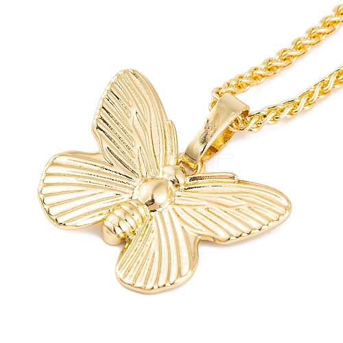 Butterfly Rack Plating Brass Pendant Necklaces NJEW-S423-01G-1