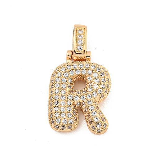 Brass Micro Pave Clear Cubic Zirconia Pendants KK-B099-01G-R-1