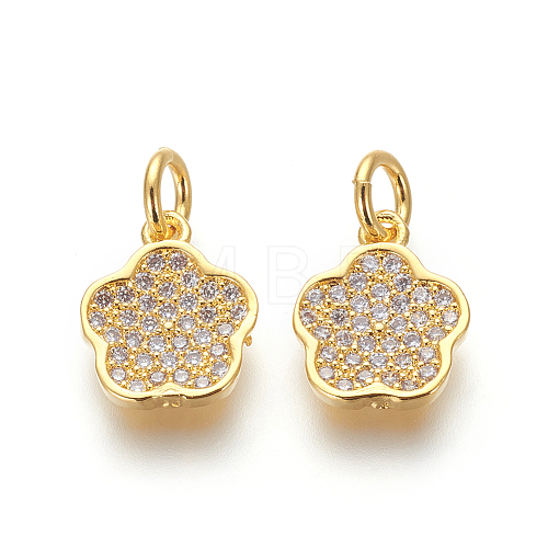 Brass Micro Pave Cubic Zirconia Charms ZIRC-J021-20G-RS-1