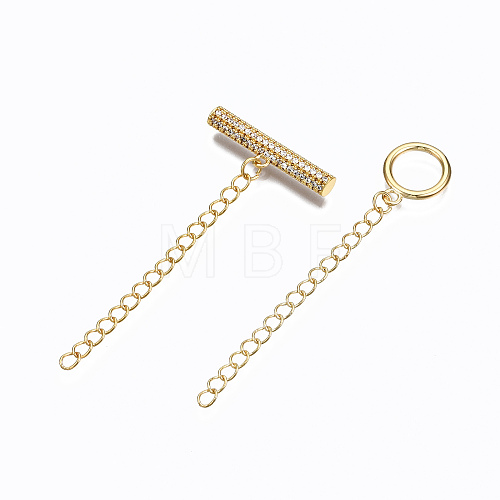 Brass Micro Pave Clear Cubic Zirconia Toggle Clasps ZIRC-S067-032G-NR-1
