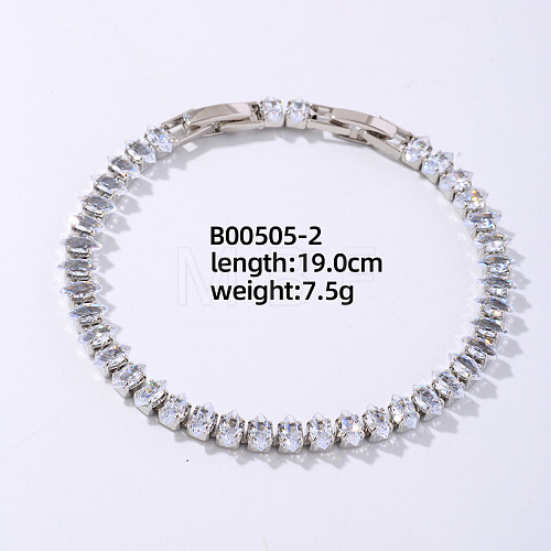 Brass Rhinestone Horse Eye Link Bracelets for Women XO6953-1-1