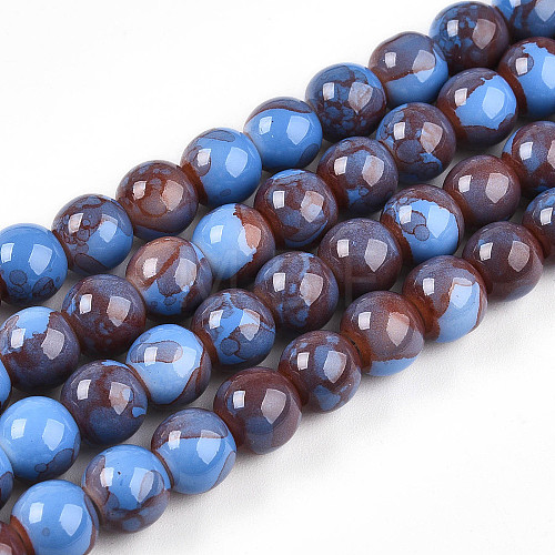 Baking Painted Glass Beads Strands DGLA-N003-8mm-C10-1