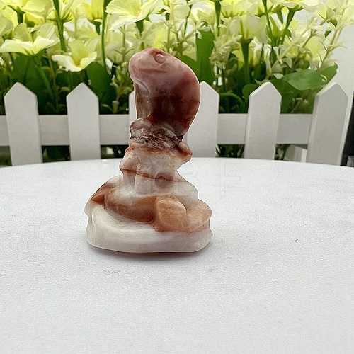 Natural Rhodonite Carved Healing Snake Figurines PW-WG18724-09-1