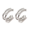 Rack Plating Brass Pave Clear Cubic Zirconia Oval Cuff Earrings for Women EJEW-P280-16P-1