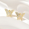 Brass Micro Pave Clear Cubic Zirconia Stud Earrings EJEW-A128-01G-4