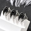 Natural Obsidian Wings Adjustable Rings RJEW-K241-04AS-09-2