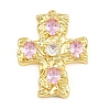 Brass Micro Pave Pink Cubic Zirconia Pendants CU-CBAD306-06G-1