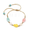 Glazed Porcelain Beads & Natural Cultured Freshwater Pearl Braided Bead Bracelets BJEW-JB14202-02-4