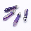 Dyed Bullet Natural Agate Pointed Pendants G-E332-C20-2