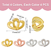 16 Sets 4 Colors Brass Two Loops Heart Interlocking Clasps for DIY Jewelry KK-FH0004-13-2