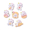 Opaque Cute Cat with Food Resin Decoden Cabochons RESI-B024-09-1