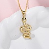 Brass Micro Pave Clear Cubic Zirconia Snake Pendant Necklaces NJEW-S438-02G-G-2