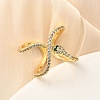 Brass Micro Pave Cubic Zirconia Cuff Rings for Women RJEW-F188-01G-3