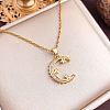 Brass Micro Pave Clear Cubic Zirconia Pendant 304 Stainless Steel Cable Chain Necklaces for Women WG79B21-09-1