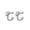 Stainless Steel Imitation Pearl C-shape Stud Earrings for Women DY3923-1-1