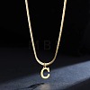 316 Surgical Stainless Steel Initial Pendant Flat Snake Chain Necklaces for Women WGC1053-03-1