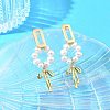 Bowknot Brass Rhinestone Dangle Stud Earrings EJEW-JE07065-1