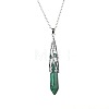 Synthetic Malachite Six-Sided Prism Healing Dowsing Pendulum Pendant Iron Cable Chain Necklaces for Divination HM5691-5-1