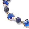 Glass & Natuarl Lapis Lazuli Slider Bracelets BJEW-JB12898-01-3