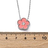 304 Stainless Steel Pink Enamel 5-Petal Flower Pendant Necklaces for Women NJEW-U032-17P-02-5