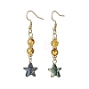 Natural Amber & Abalone Shell/Paua Shell Beads Dangle Earrings EJEW-JE07315-02-3