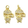 Rack Plating Brass Micro Pave Clear Cubic Zirconia Pendants KK-O017-02B-G-1