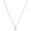 1Pc Stainless Steel Letter Rectangle Pendant Necklaces NJEW-LP0001-34T-P-1