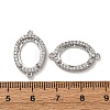 Oval Brass Micro Pave Clear Cubic Zirconia Connector Cabochons Settings KK-NH0007-03P-3
