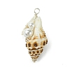 Natural Scallop Shell & Round Shell Pearl Pendants PALLOY-TA00197-01-3