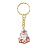 Strawberry Cat Alloy Enamel Pendant Keychain KEYC-JKC00575-3