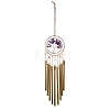 Wire Wrapped Natural Amethyst Chips Tree of Life Wind Chime HJEW-G028-04B-1
